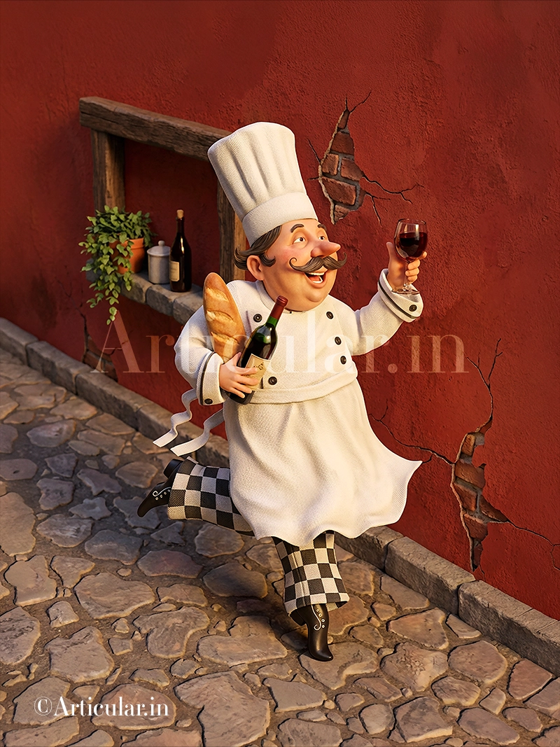 Chef Running with a bottle